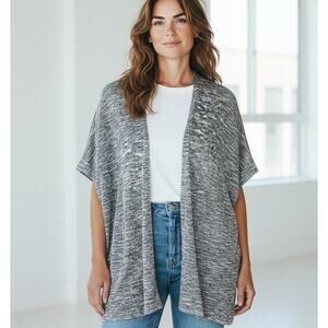 Torrid Sweater Kimono Open Top Boho Chic Knit Heathered Gray Cover Up SZ 2X